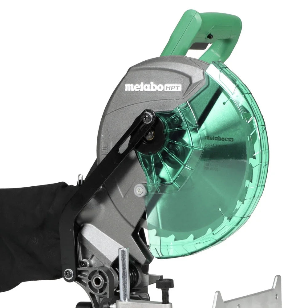 Compound Miter Saw, 10" Miter Saw with Large Table Saw for Woodworking, Power Saw with 15-Amp Motor, Accurate Miter Angles, 0-45 Bevel, 24T TCT Miter Saw Blade, Positive Stops, C10FCGS