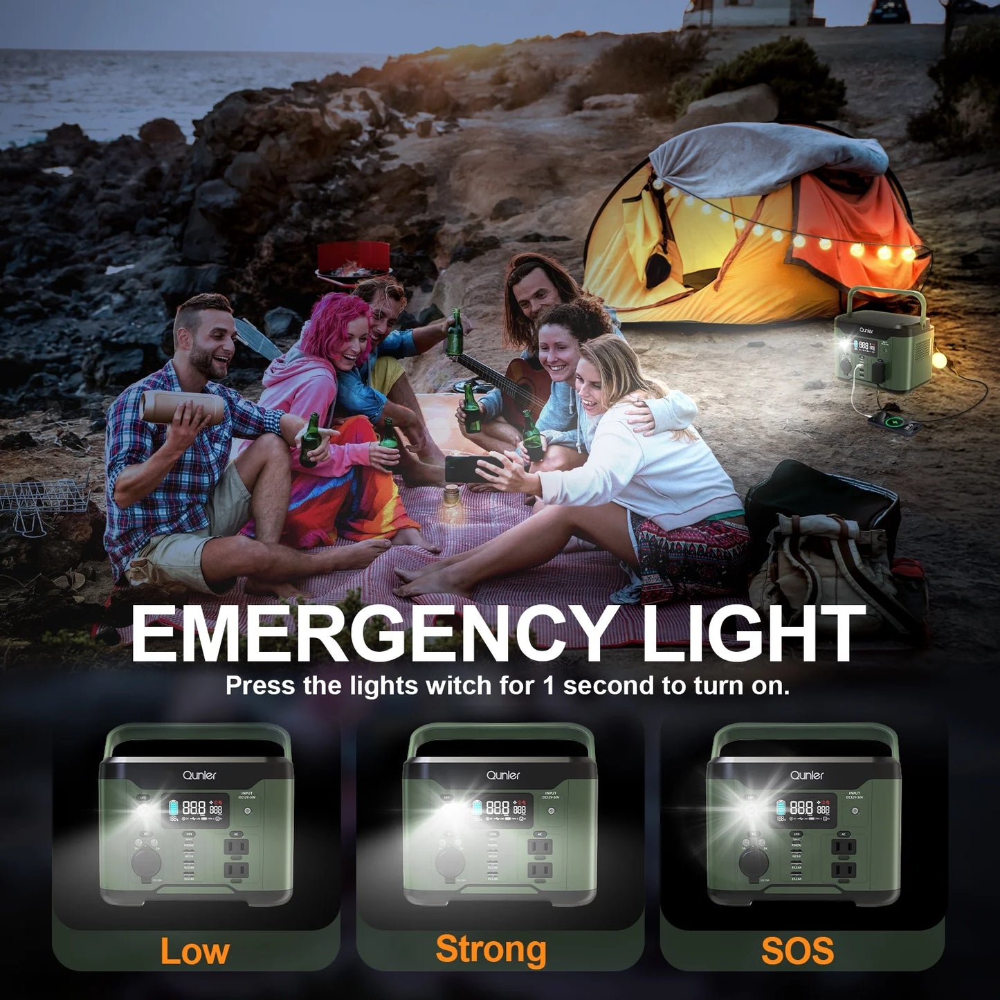 300W Portable Power Station 296Wh 80000Mah with 60W PD Input/Output Fast Charging, AC DC Outlets Outdoor Solar Generator for Camping, RV, Home Backup, Emergency Power, Green (No Solar Panel)
