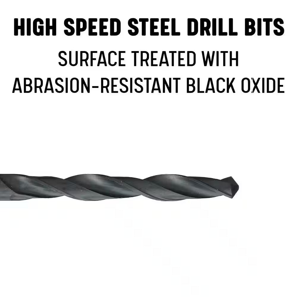 1/4 In. High Speed Steel General Purpose Black Oxide Twist Drill Bit (12-Pack)