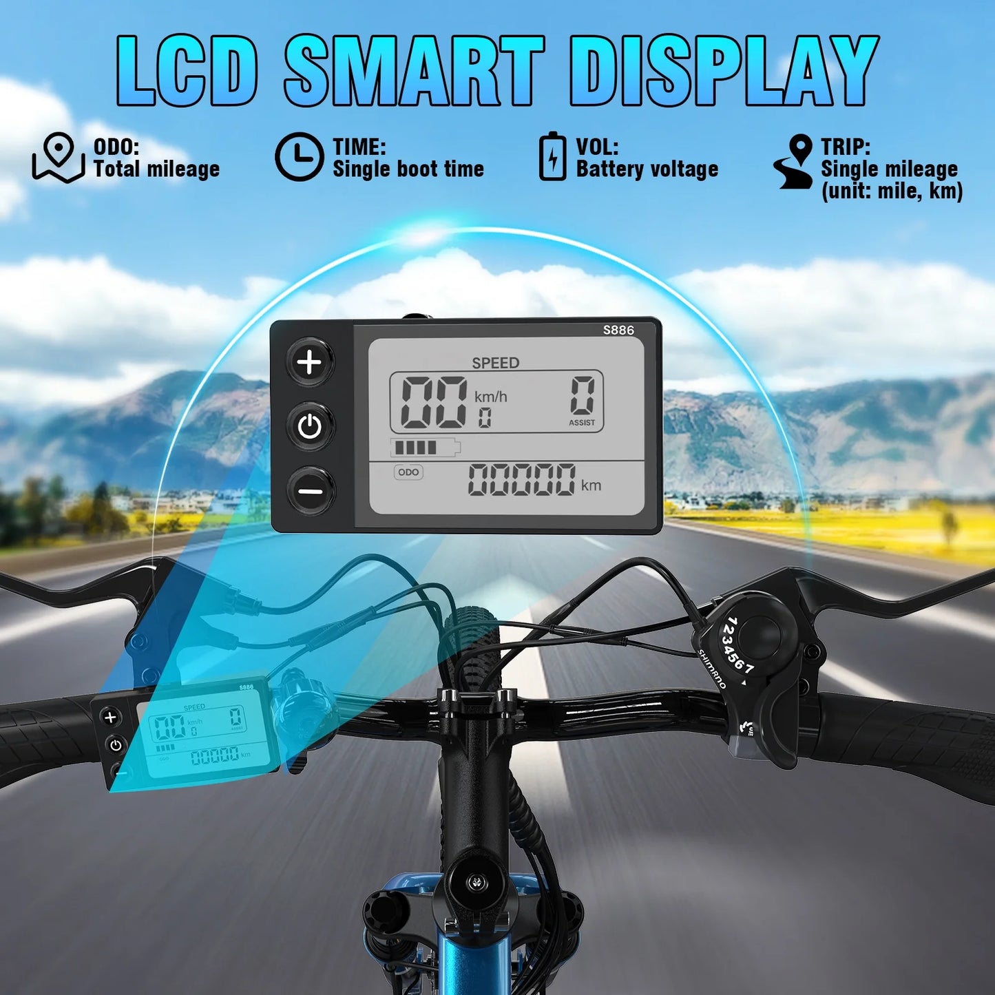 500W Electric Bike 26" Electric Mountain Bike for Adults, E Bike with 36V/12 Ah Removable Lithium-Ion Battery, Shimano 7-Speed Commuter Bike - UL2849
