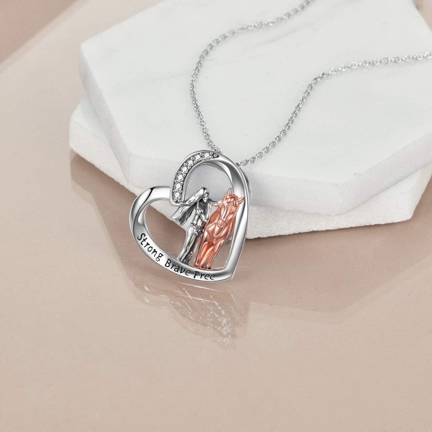 Horse Pendant Necklace Jewelry Sterling Silver Women with Horse Gift for Women