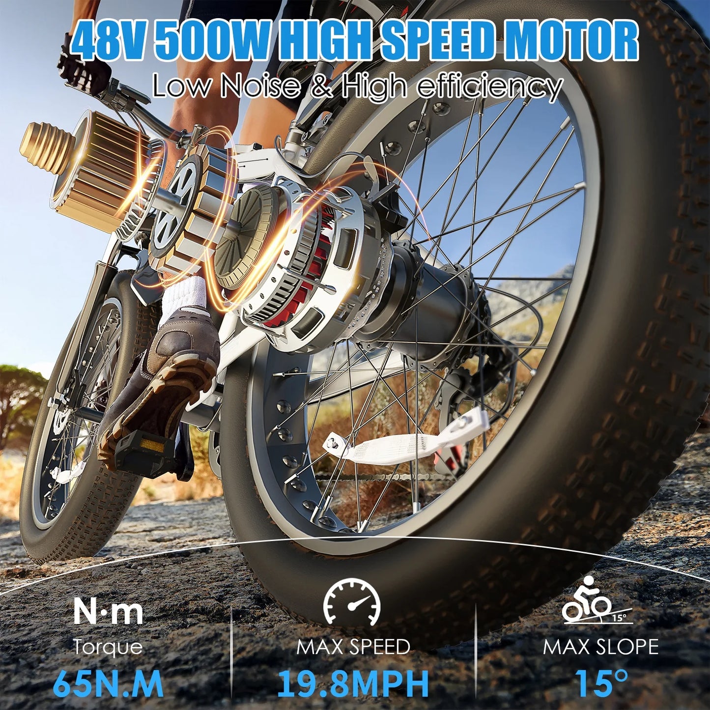 26"X4.0 Fat Tire Electric Bike, 624Wh Battery, 48V 500W Ebike Electric Mountain Bike, Cruise Control Mode, Adult E Bikes for Men, LCD Meter, 7-Speed Snow Bike Beach E-Bike for Adults UL2849