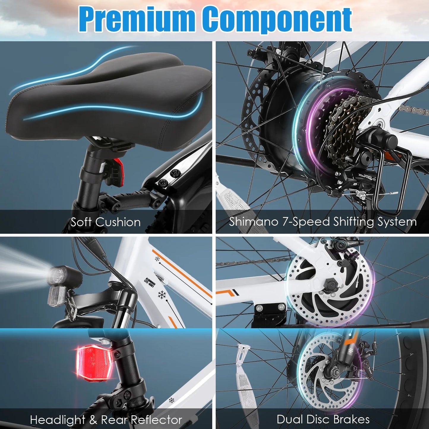 26"X4.0 Fat Tire Electric Bike, 624Wh Battery, 48V 500W Ebike Electric Mountain Bike, Cruise Control Mode, Adult E Bikes for Men, LCD Meter, 7-Speed Snow Bike Beach E-Bike for Adults UL2849