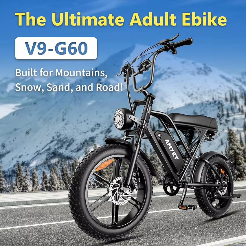 V9-G60 Adults Electric Bike 1000W Motor Bicycle 48V 20AH 20 Inch Tire Ebike Electric E Bikes Mountain Moped Ebikes for Men