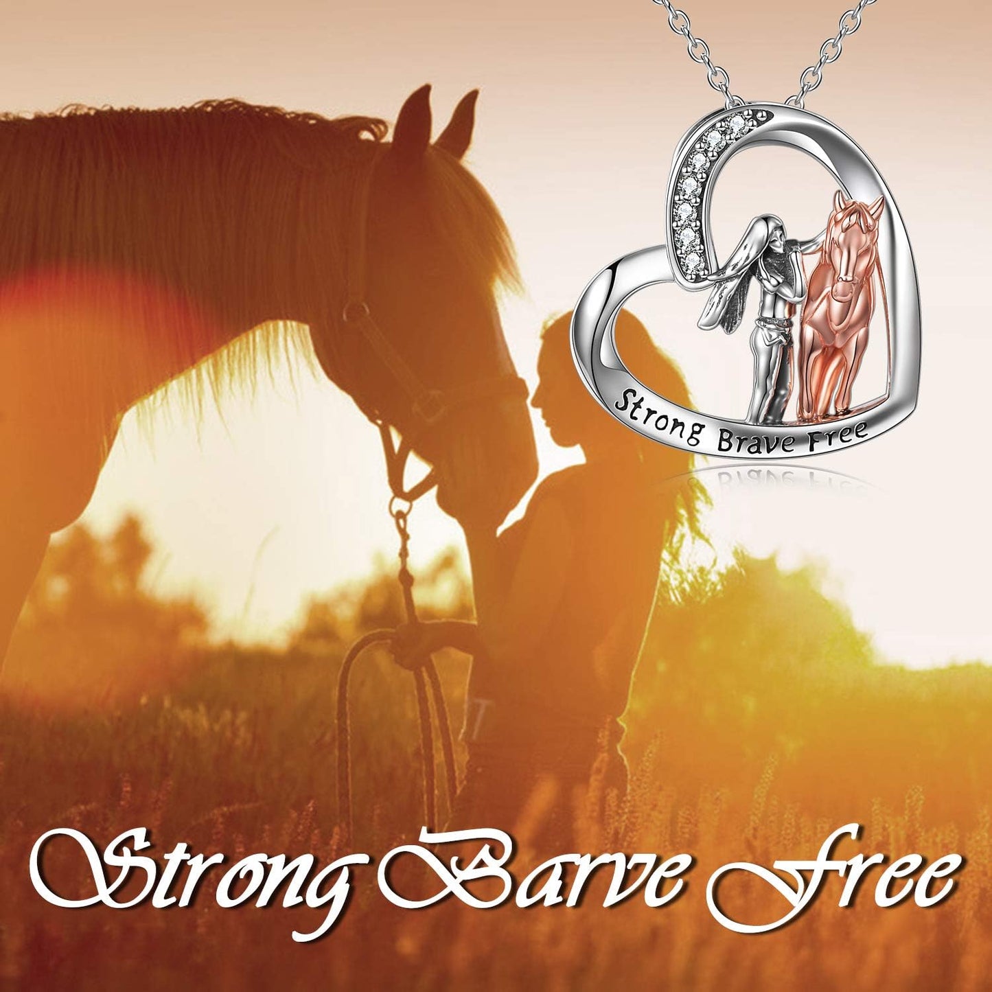 Horse Pendant Necklace Jewelry Sterling Silver Women with Horse Gift for Women