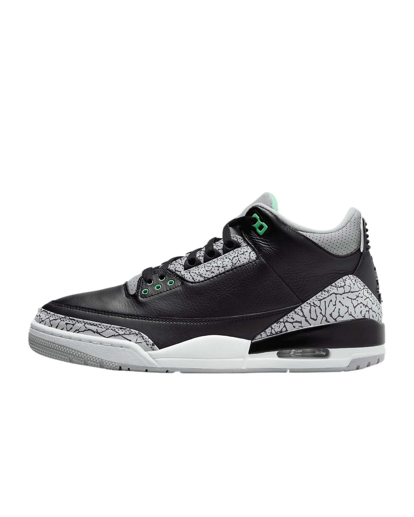 Men'S 3 Retro Black / Green Glow-Wolf Grey CT8532-031, Size 11-US