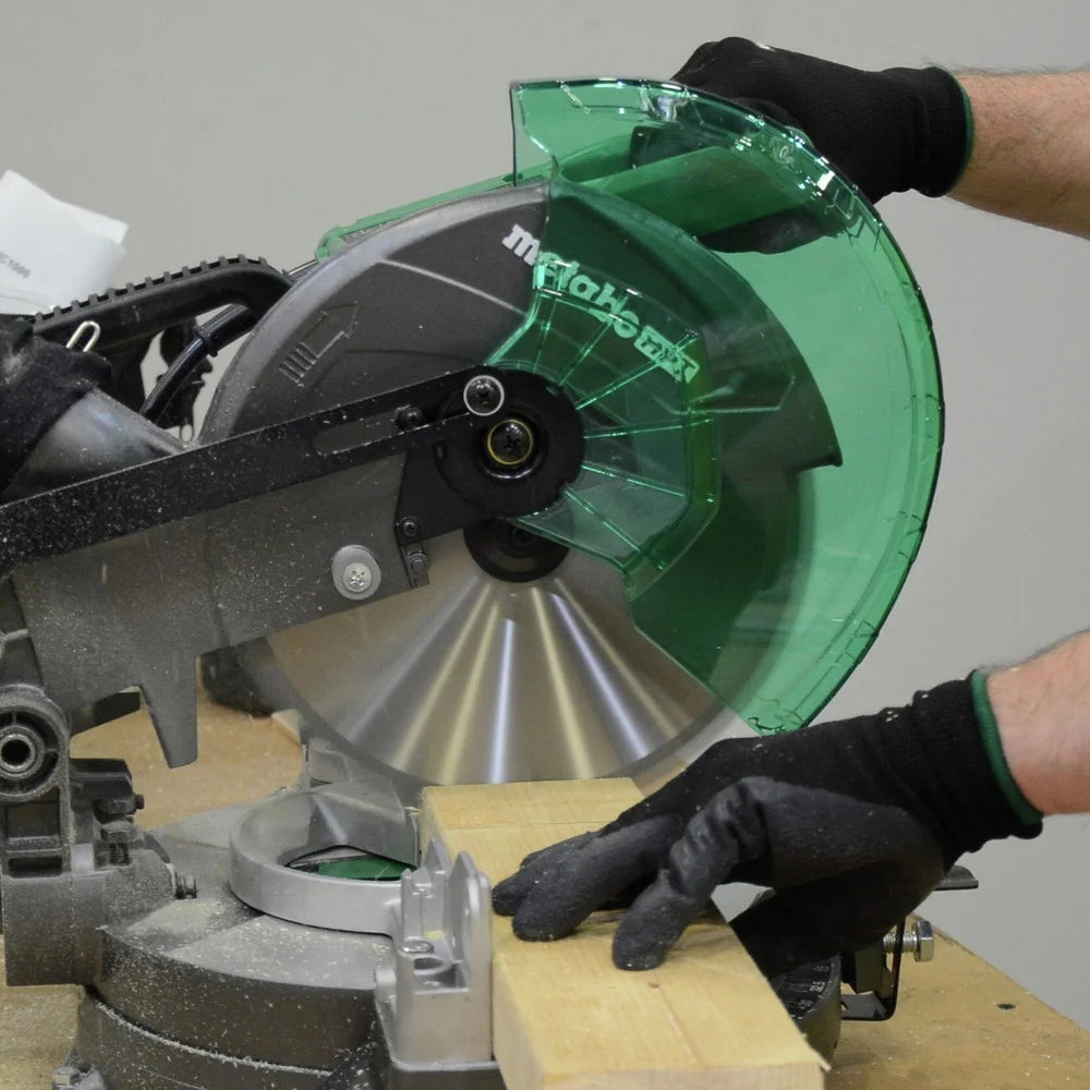 Compound Miter Saw, 10" Miter Saw with Large Table Saw for Woodworking, Power Saw with 15-Amp Motor, Accurate Miter Angles, 0-45 Bevel, 24T TCT Miter Saw Blade, Positive Stops, C10FCGS