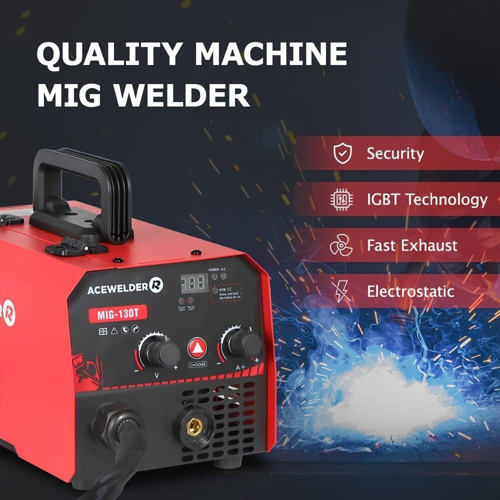 130A Gasless Flux Core MIG Welder Welding Machine 110V Portable IGBT Inverter