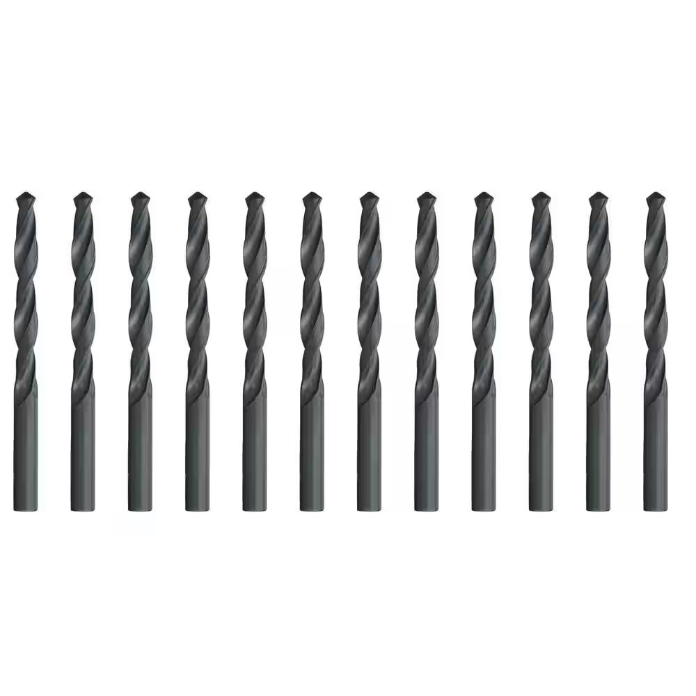 1/4 In. High Speed Steel General Purpose Black Oxide Twist Drill Bit (12-Pack)