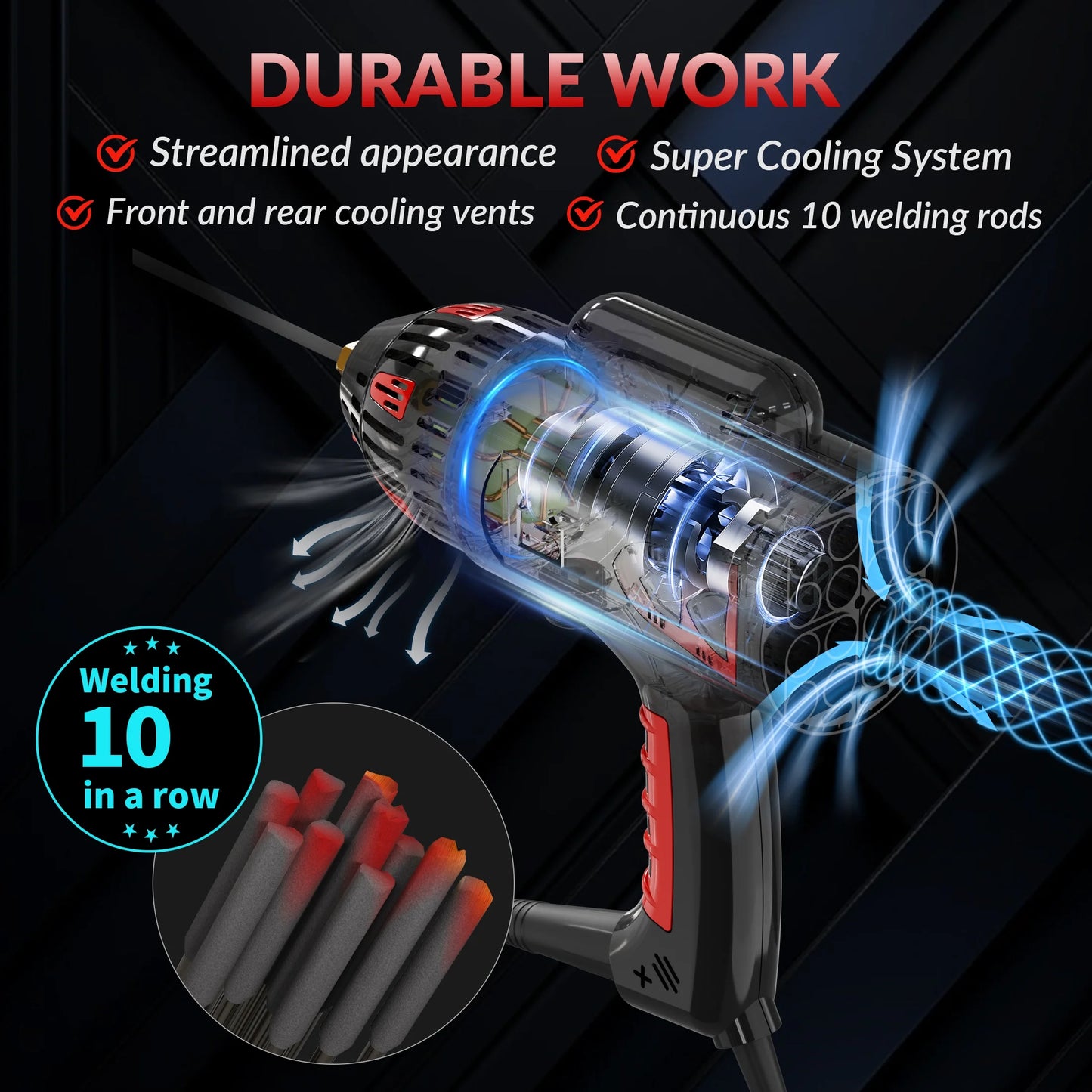 110V 130A Portable Handheld Stick ARC Welder Machine, Digital Display, IGBT Inverter, Ergonomic Design (3.7LB)