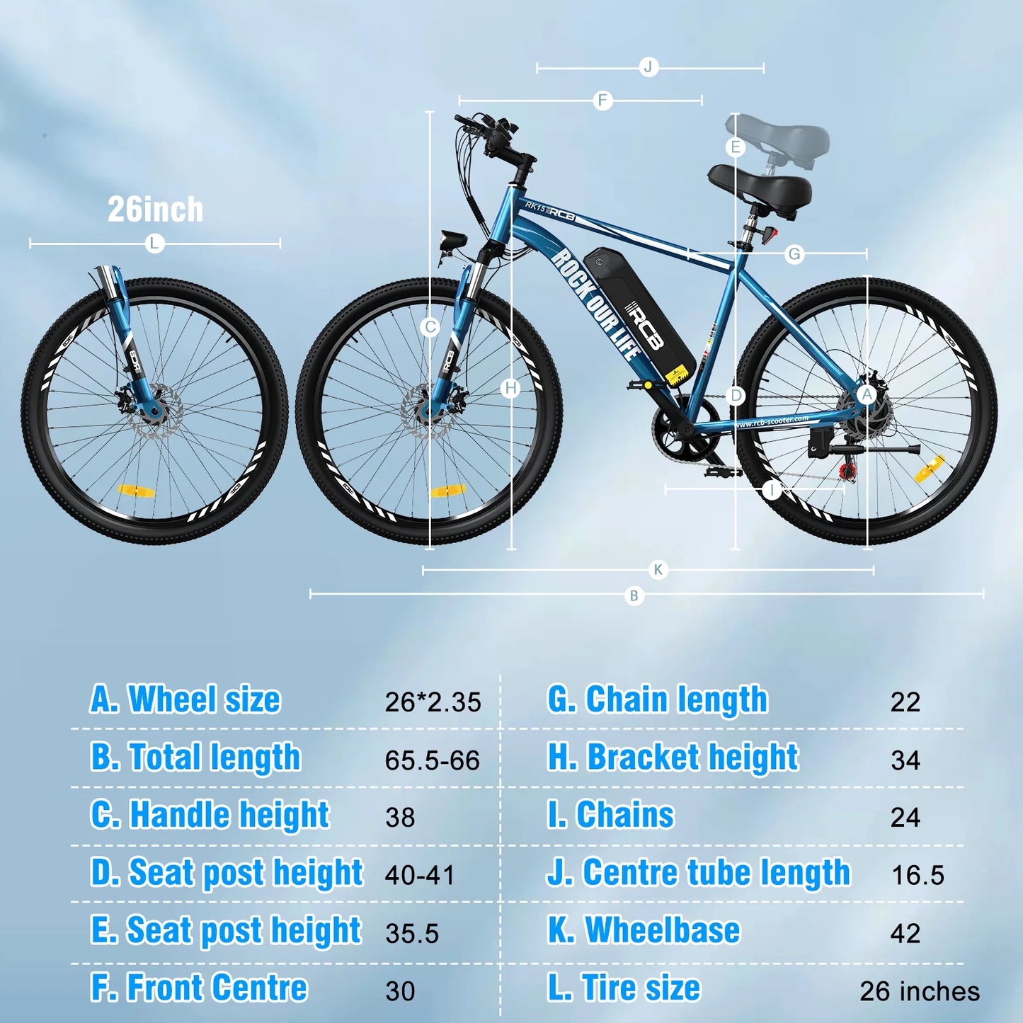 500W Electric Bike 26" Electric Mountain Bike for Adults, E Bike with 36V/12 Ah Removable Lithium-Ion Battery, Shimano 7-Speed Commuter Bike - UL2849