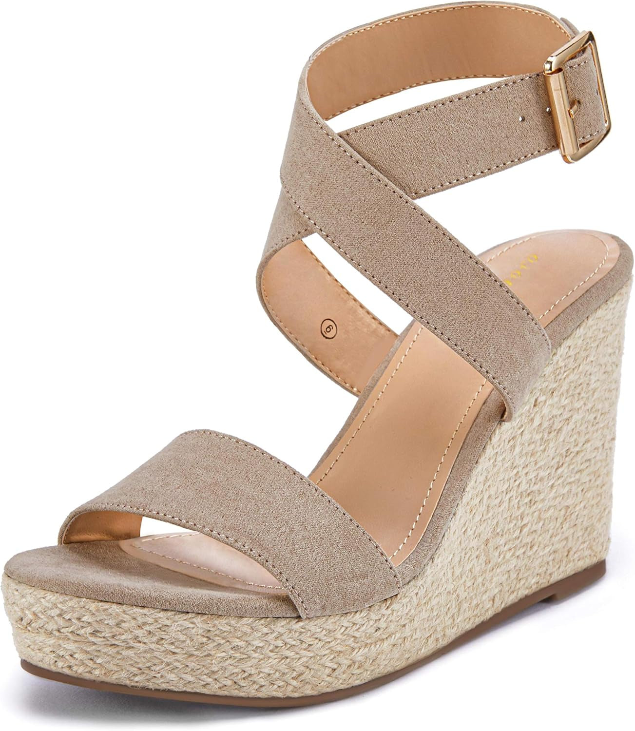Women'S Wedge Sandals Cross Strap Espadrille Platform Ankle Buckle Summer Casual Shoes