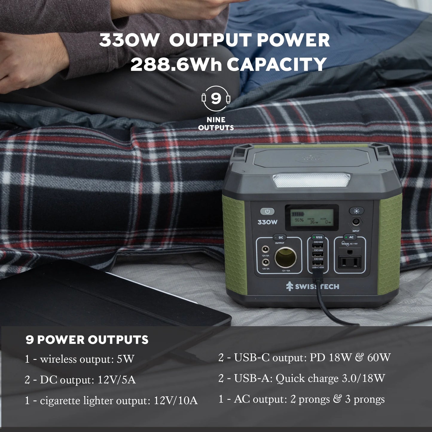 330W Portable Power Station 288Wh Solar Generator for Camping & Emergency Use