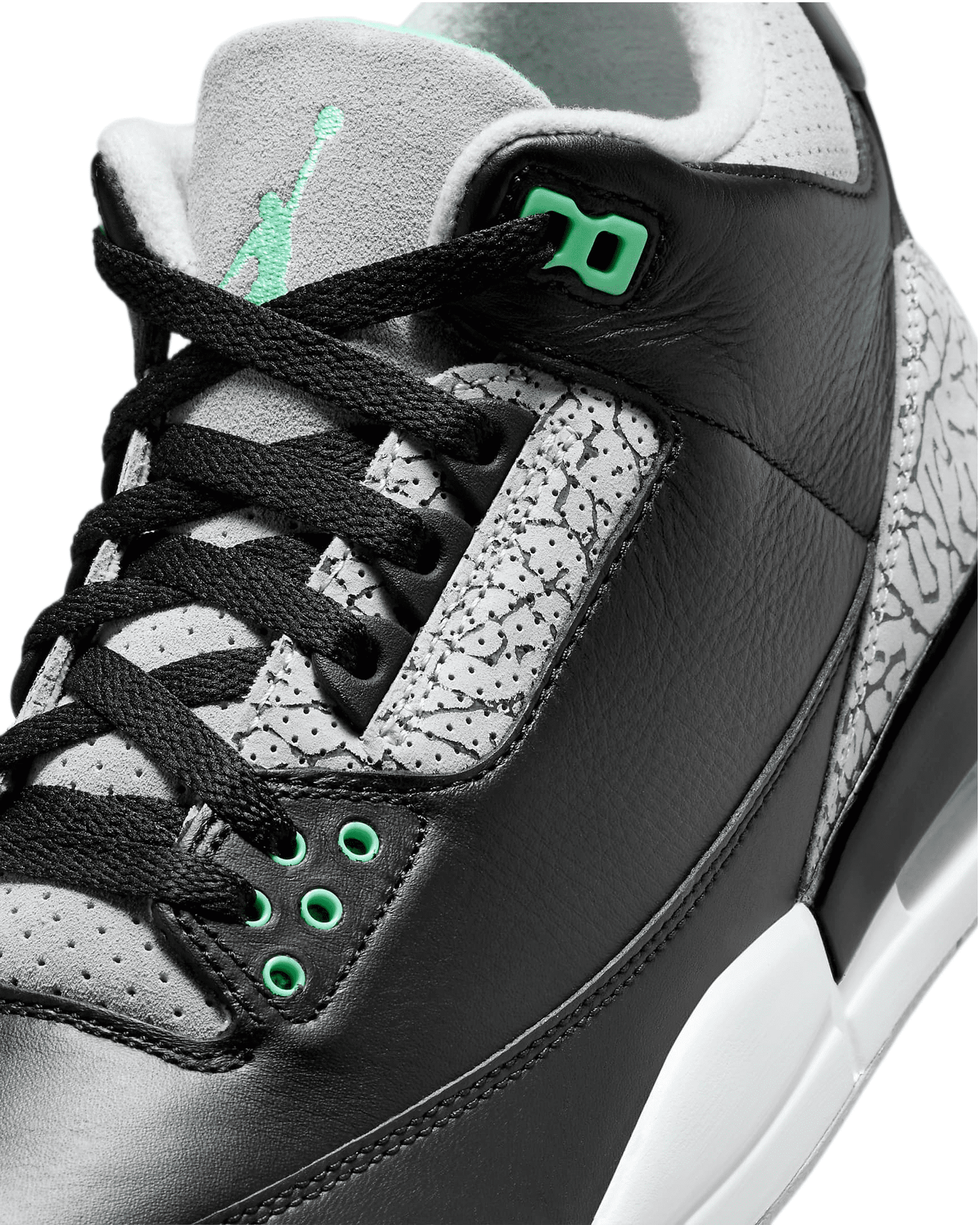 Men'S 3 Retro Black / Green Glow-Wolf Grey CT8532-031, Size 11-US