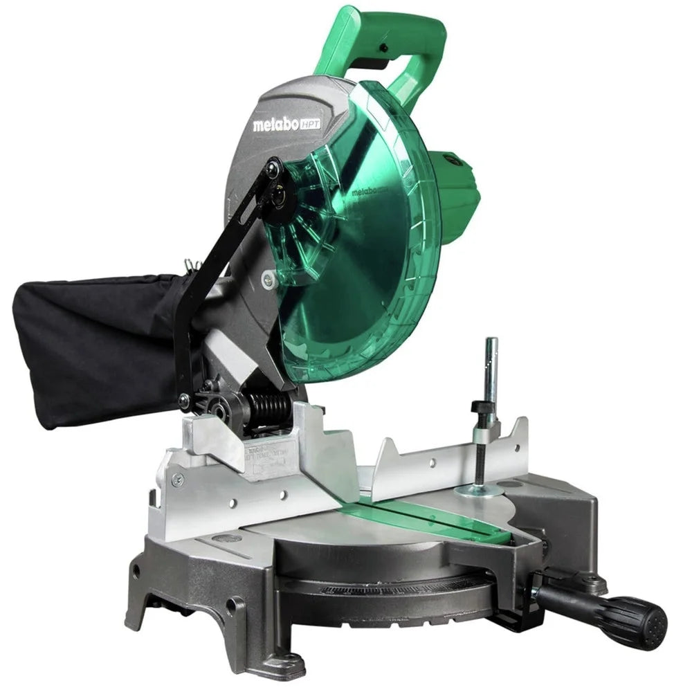 Compound Miter Saw, 10" Miter Saw with Large Table Saw for Woodworking, Power Saw with 15-Amp Motor, Accurate Miter Angles, 0-45 Bevel, 24T TCT Miter Saw Blade, Positive Stops, C10FCGS
