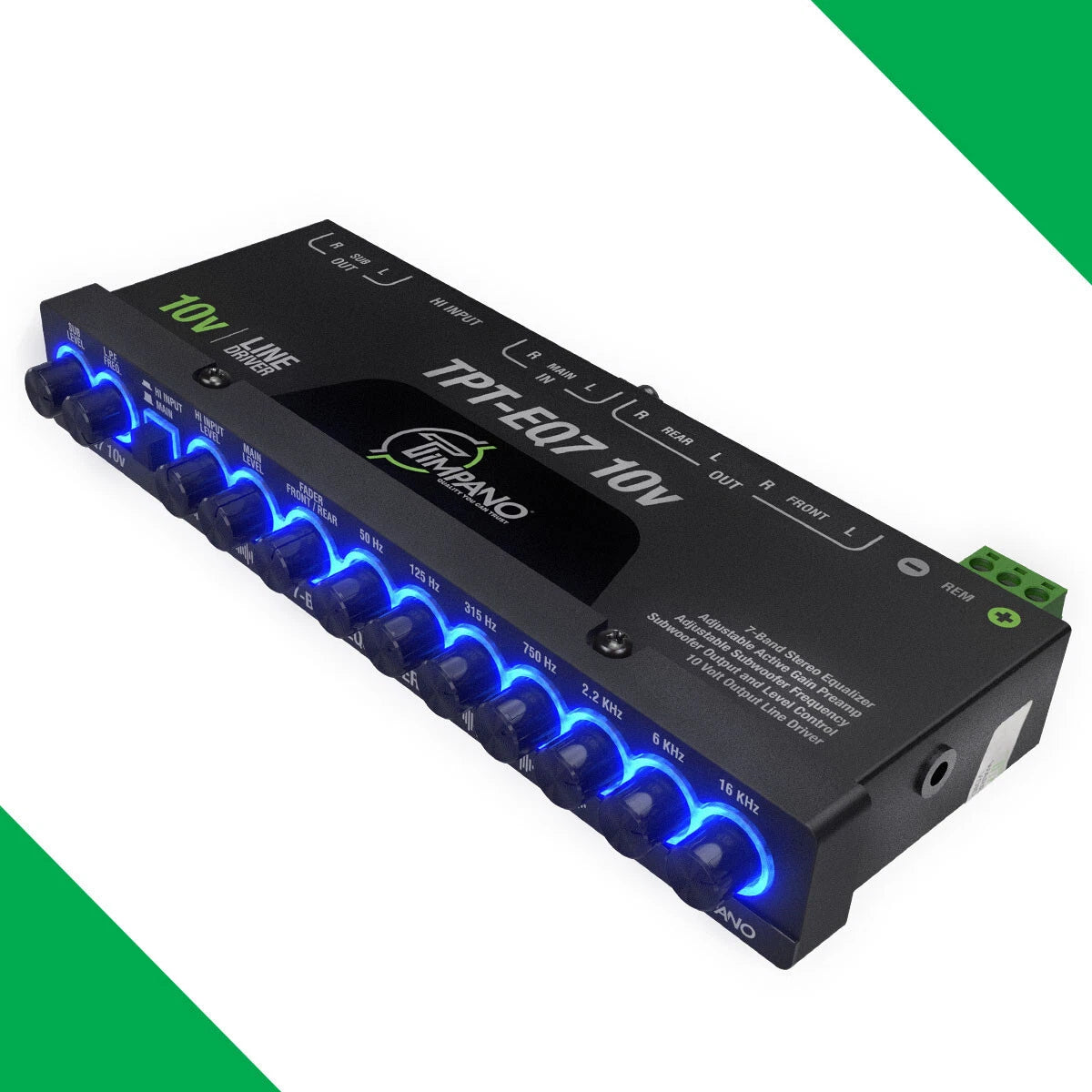 Timpano TPT-EQ7 10V 7 Band Graphic Car Audio Equalizer 6-Channel RCA Output