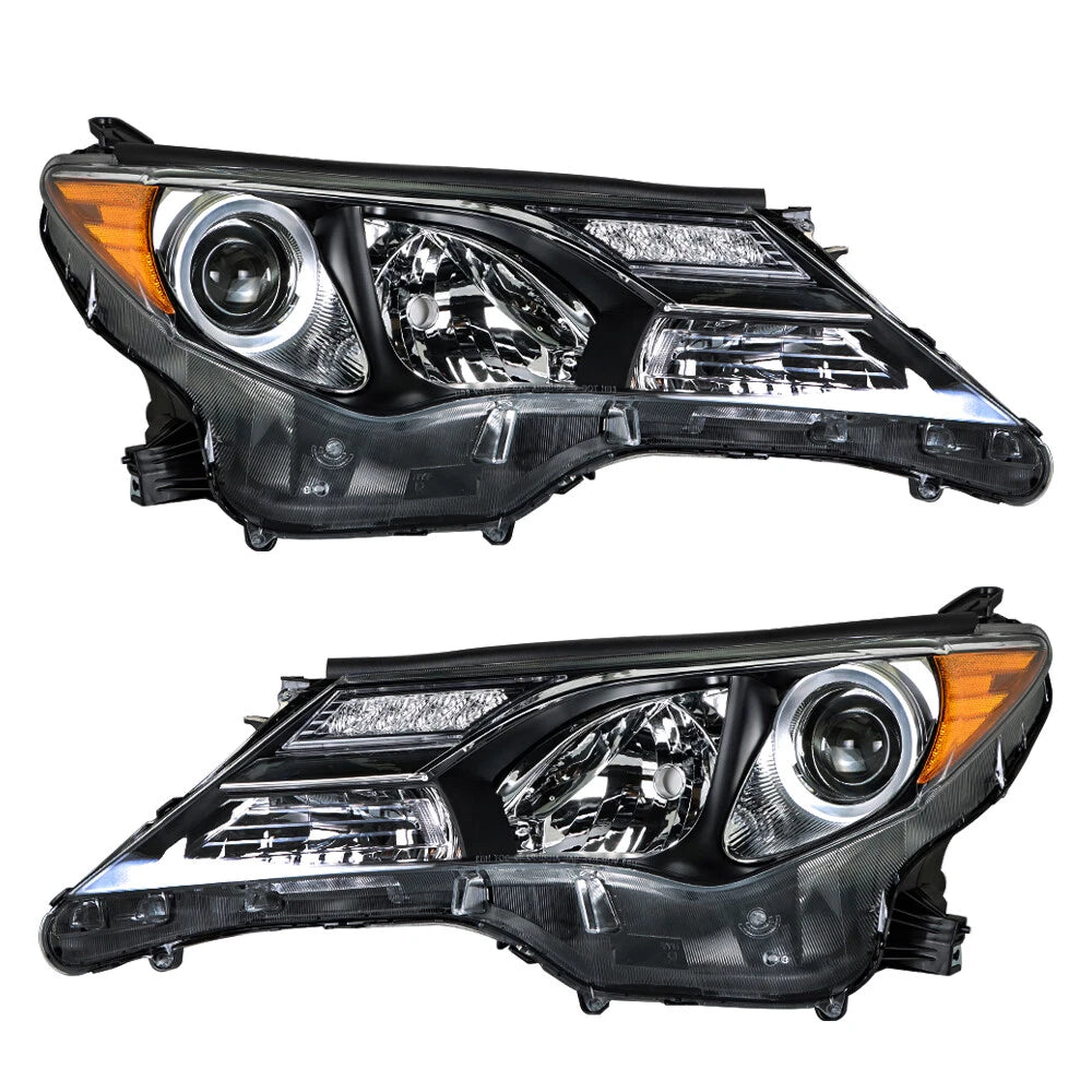 Left+Right Headlights For Toyota RAV4 2013-2015 Halogen Factory Black