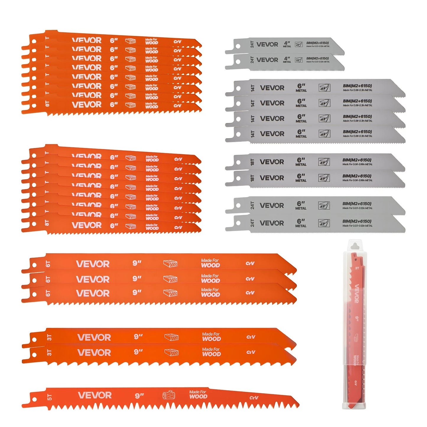 Reciprocating Saw Blades 32-Piece Bi-Metal for Cutting Metal and Wood