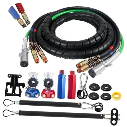 15FT 3 in 1 Semi Truck Air Lines Kit Truck Air Hose with 16" 15FT Black Line