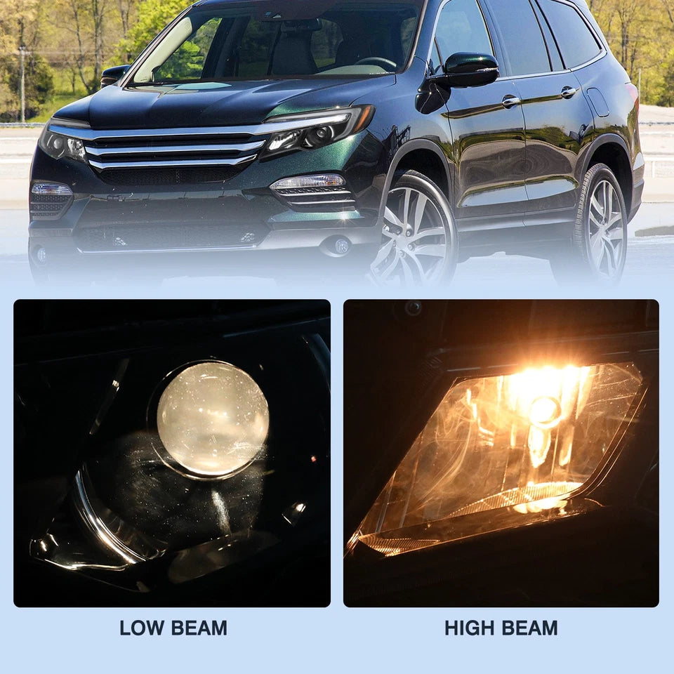 For 2016-2021 Honda Pilot/17-20 Ridgeline Halogen w/o LED DRL Headlights 2PIN