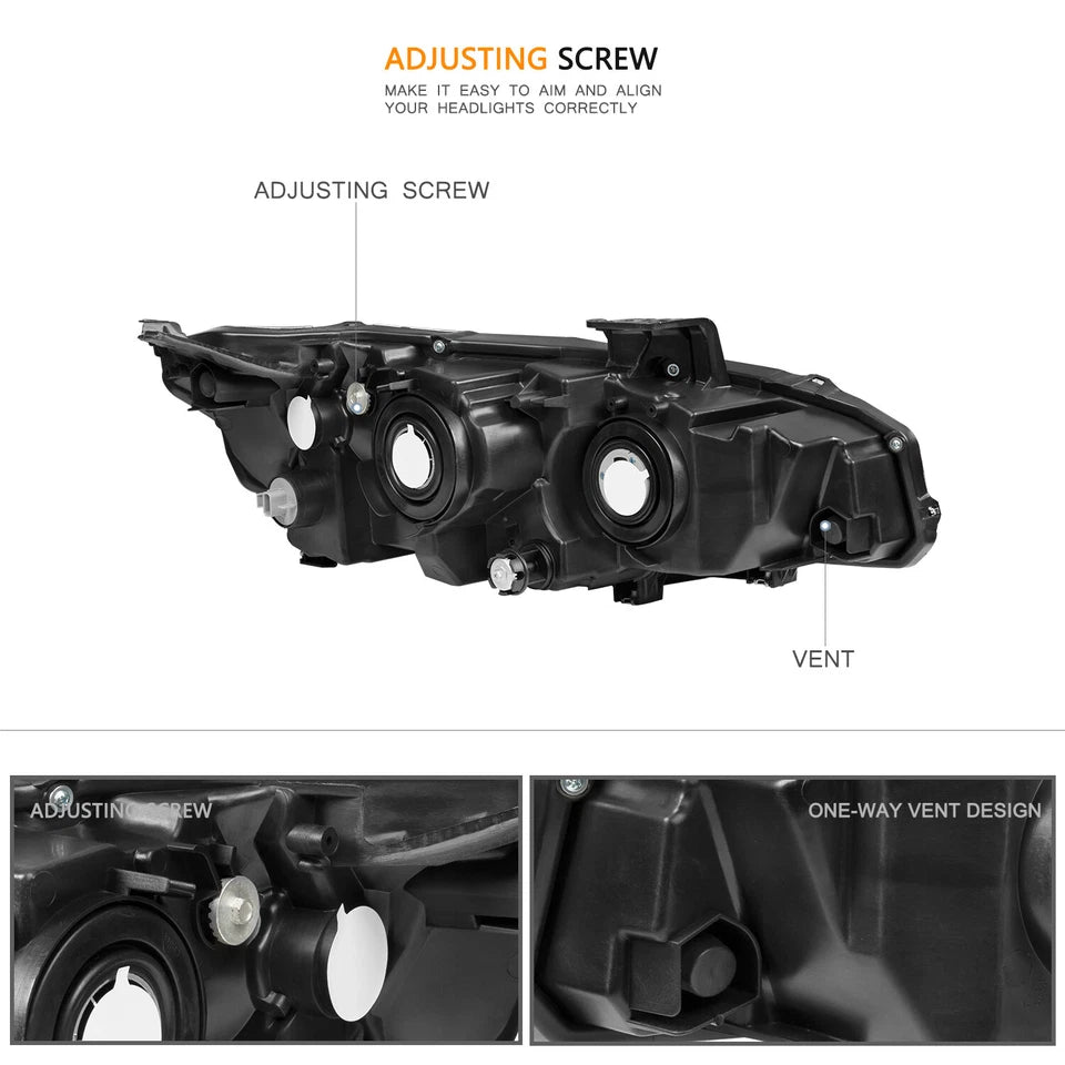 For 2016-2021 Honda Civic LED DRL Black Projector Headlights Assembly Lamps Pair