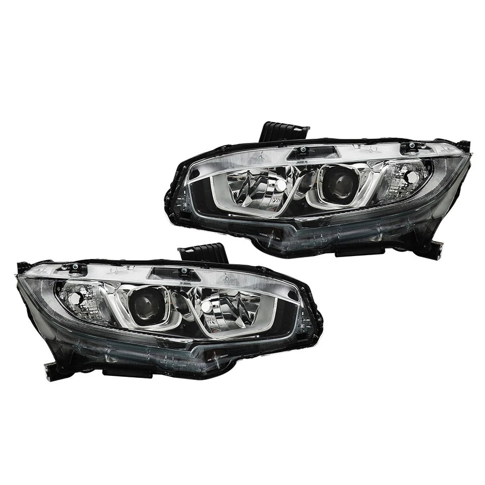 For Honda Civic 2016-2019 2020 Halogen w/DRL Headlights Headlamp Left+Right Side