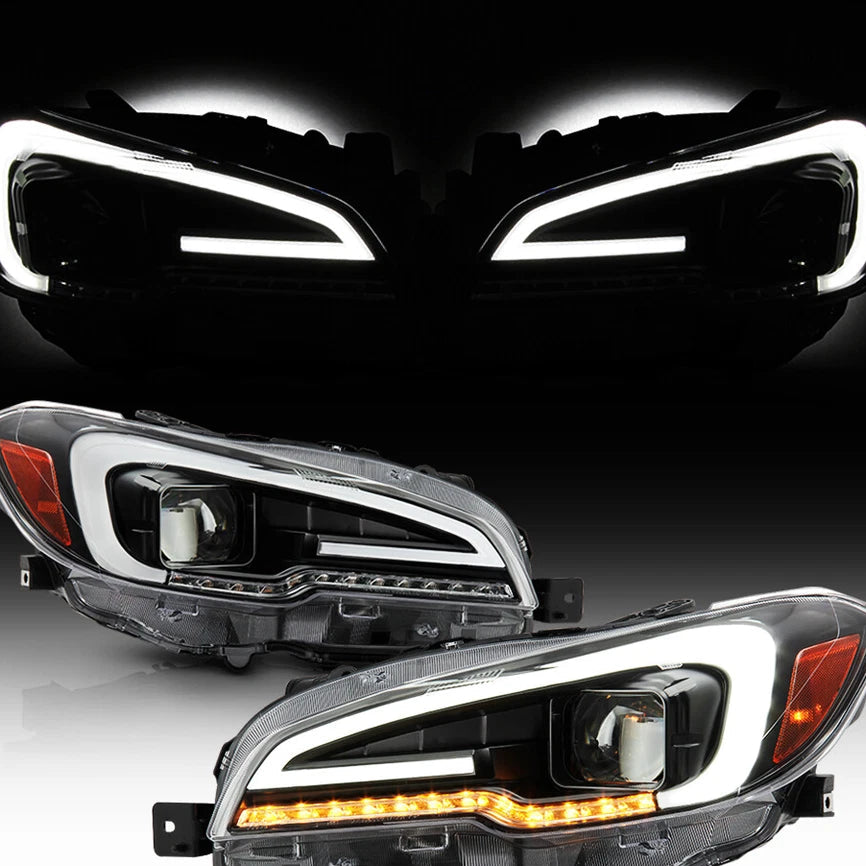 For 2015-2021 Subaru WRX STI Black LED Sequential Signal Projector Headlights