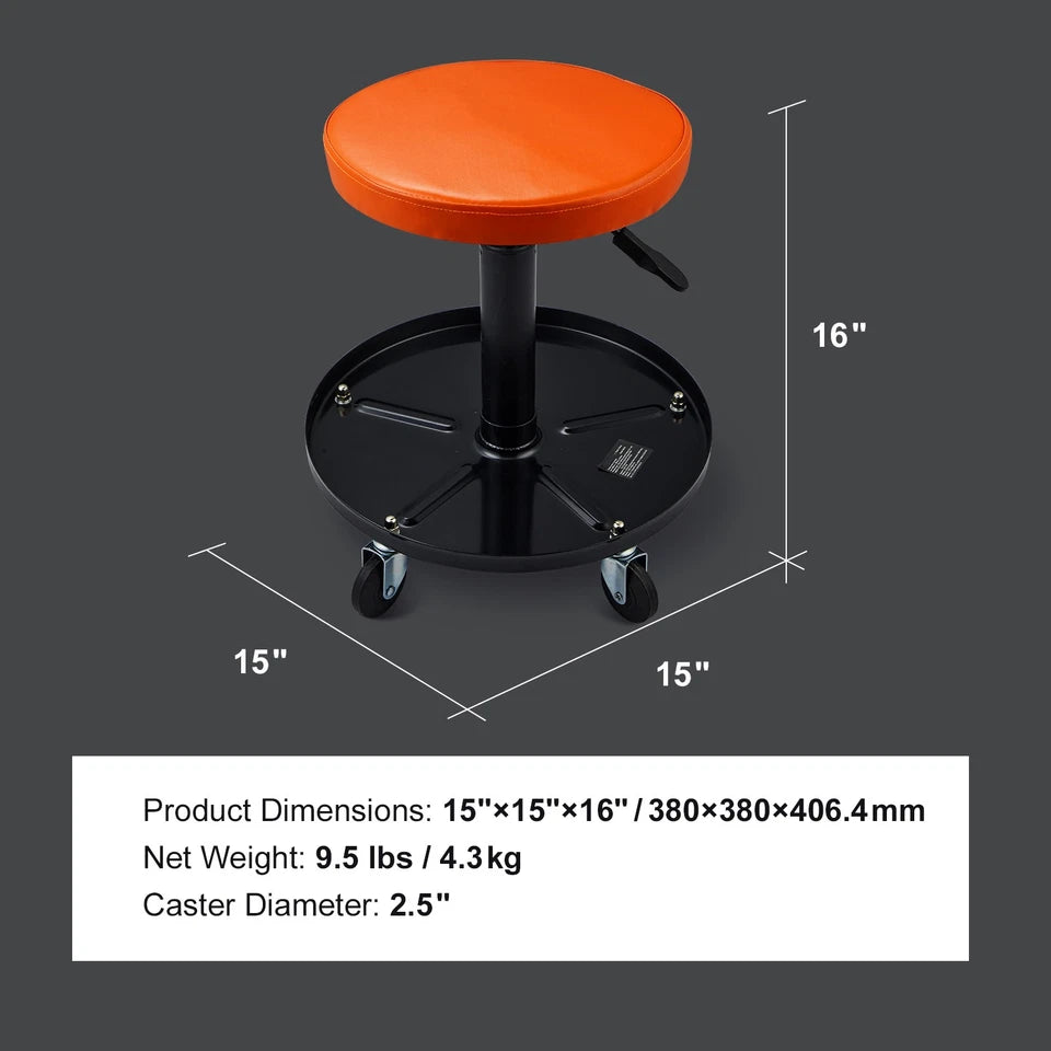 Adjustable Mechanics Rolling Creeper Seat Stool Tool Tray for Shop Garage