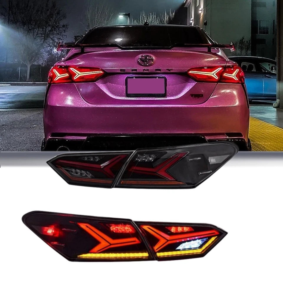 Smoked LED Tail Lights for Toyota Camry 2018-2024 Sedan W/ Sequential Assembly