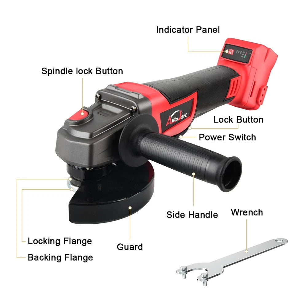 Cordless Brushless 4-1/2 Angle Grinder for Milwaukee 18V Battery 11000 RPM Tool