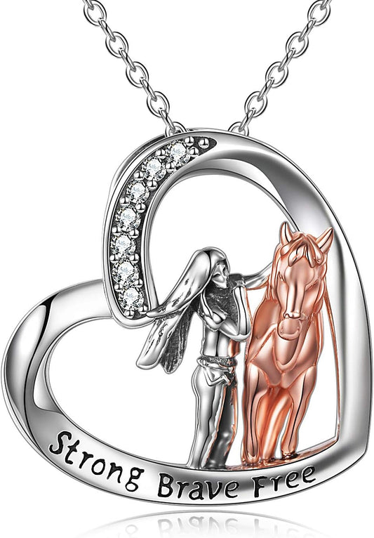 Horse Pendant Necklace Jewelry Sterling Silver Women with Horse Gift for Women