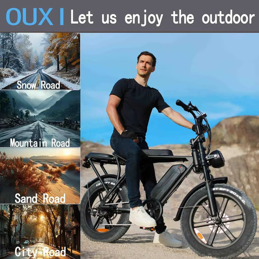 Electric Bike Adults, Electric Mountain Bike with 750W Motor 48V 15Ah Removable Larger Battery 31MPH 20'' Fat Tire E Bike