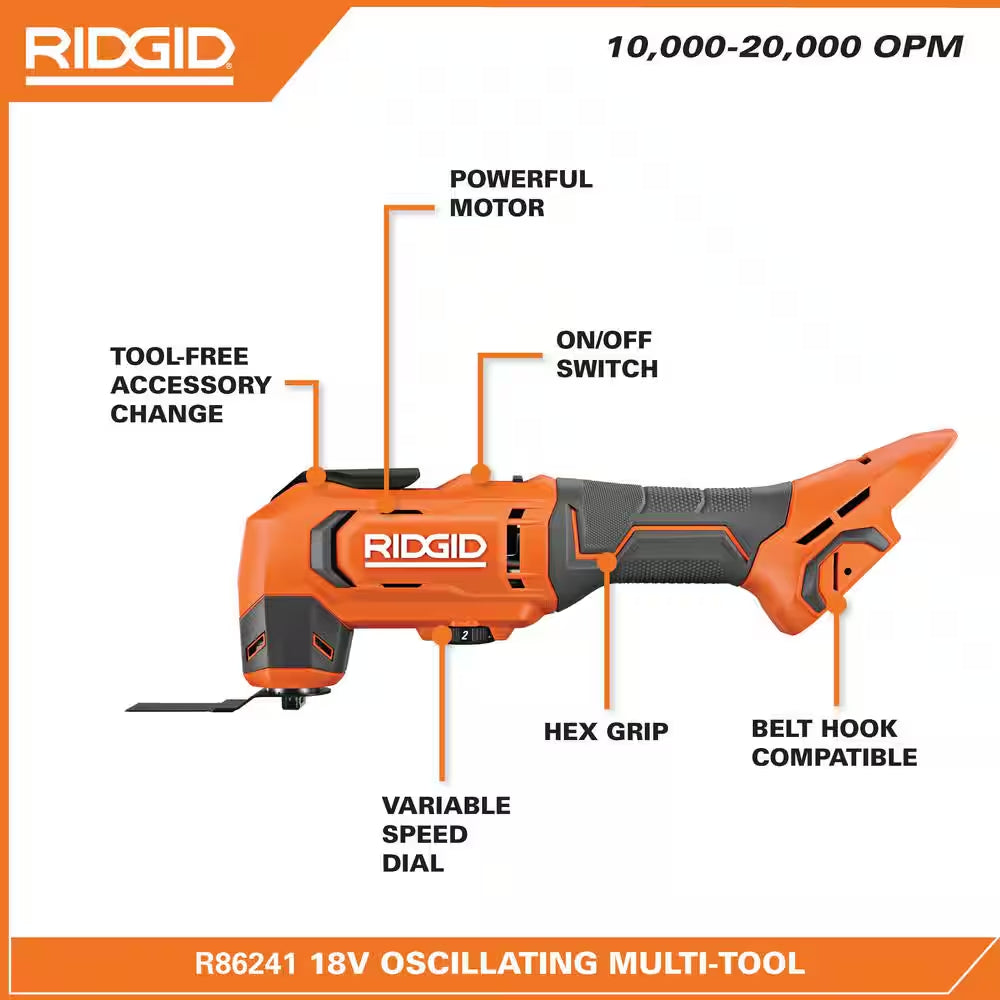 18V Cordless Oscillating Multi-Tool Kit with (2) 2.0 Ah Batteries, Charger, and 14-Piece Blade Kit