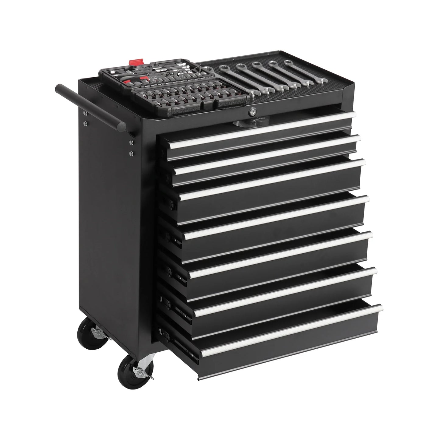 7-Drawer Rolling Tool Box, Multifunctional Tool Chest Garage Tool Storage, Metal Tool Cart Organizer on Wheels, 450LBS Weight Capacity