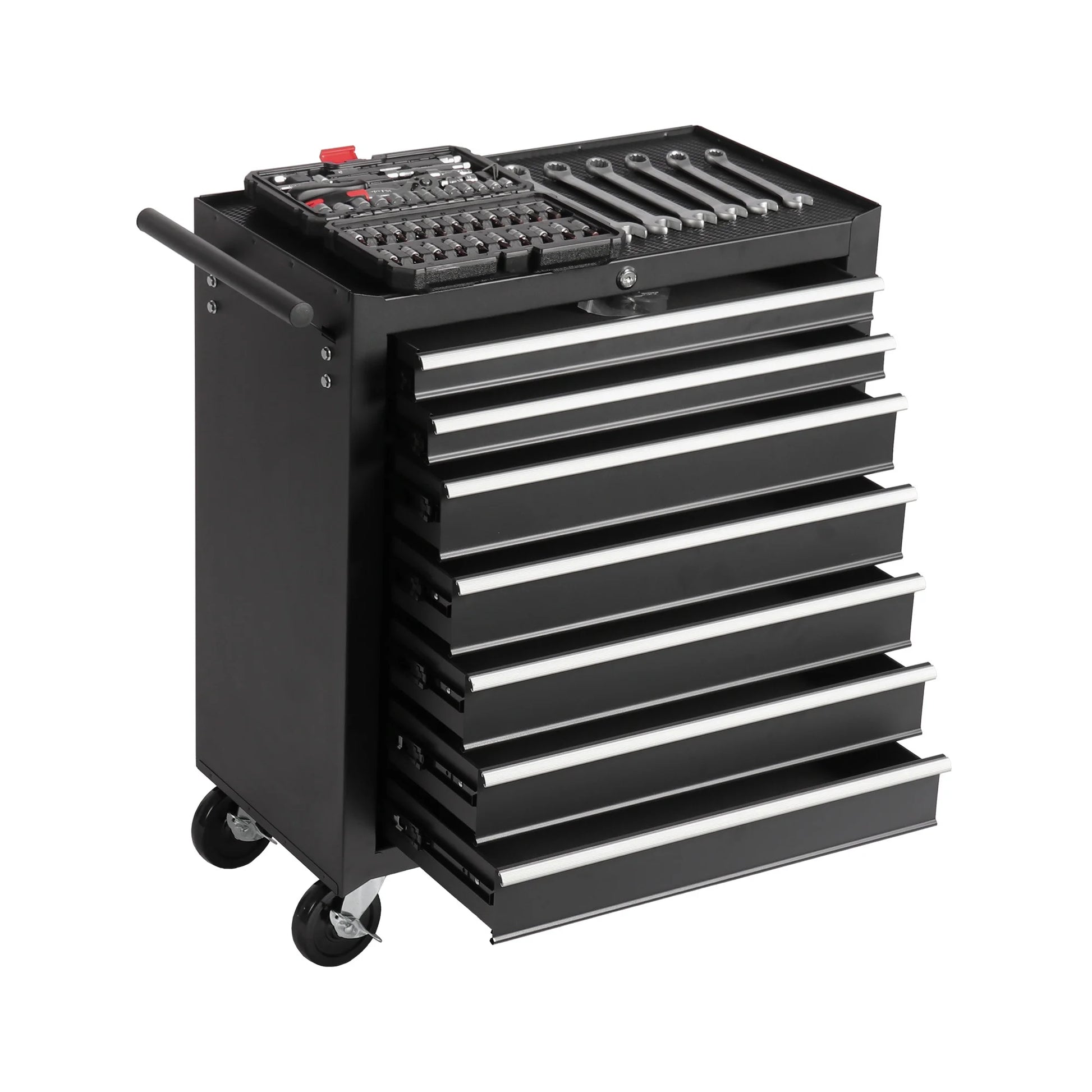7-Drawer Rolling Tool Box, Multifunctional Tool Chest Garage Tool Storage, Metal Tool Cart Organizer on Wheels, 450LBS Weight Capacity