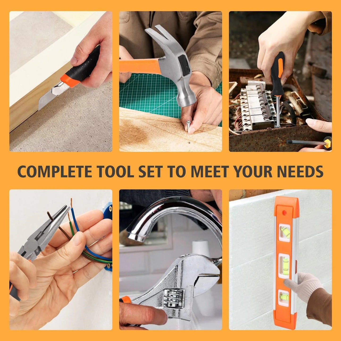 247Pcs Household Hand Tool Kit, General Home/Auto Repair Tool Set For, Household Hand Tool Set with Plier, Screwdriver Set, Socket Set, General Mechanic Tool Set with Portable Storage Case