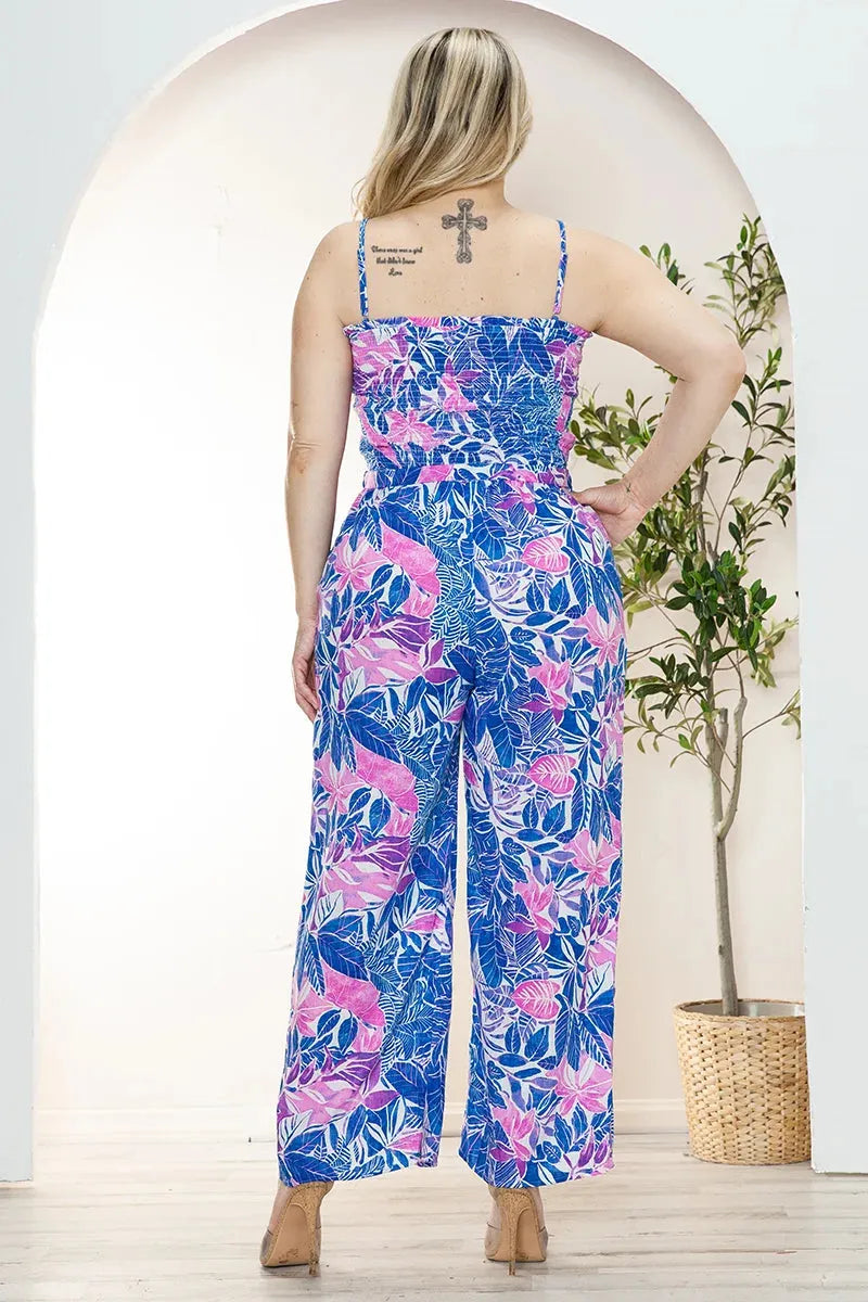 Plus Size Sleeveless Smocked Summer Jumpsuit