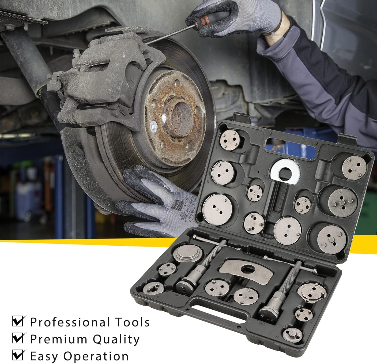 24PCS Disc Brake Caliper Tool Kit | Heavy Duty Disc Brake Piston Caliper Rewind
