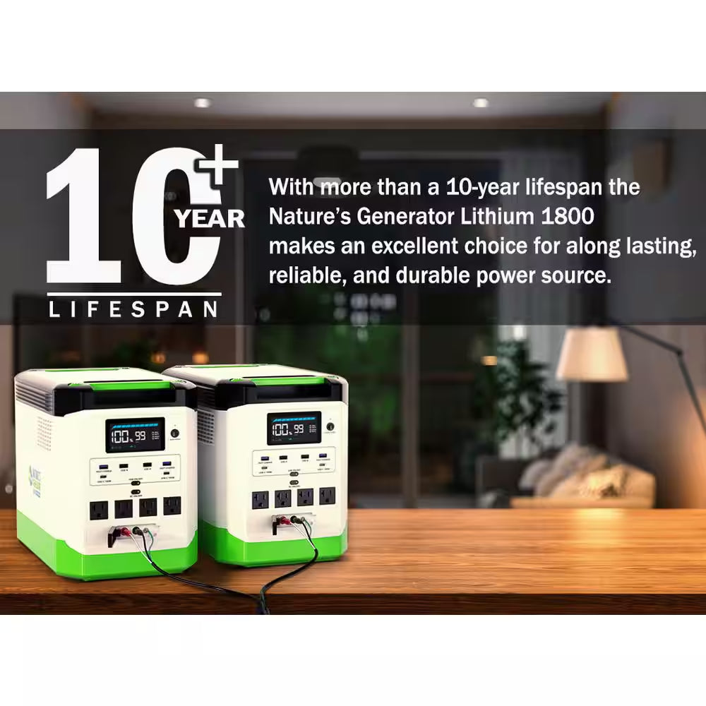 1800W Running/3600W Peak Push Button Start Lithium Solar Generator Gold