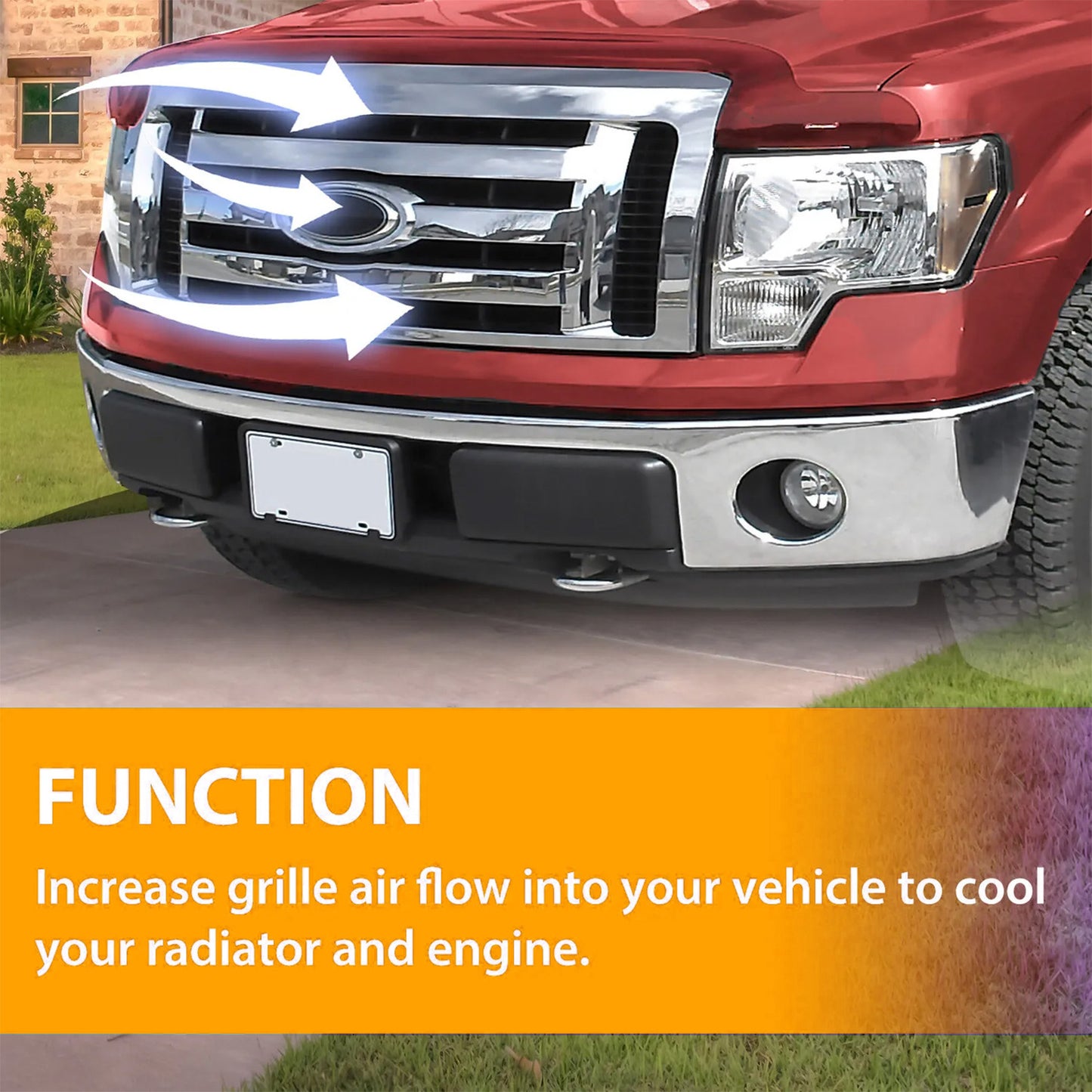 For 2009-2012 13 14 Ford F-150 F150 XLT Grille Grill Front Upper Bumper Chrome