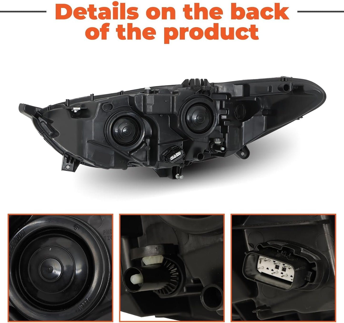 Headlights Assembly Replacement for Fusion 2013 2014 2015 2016 4Door Sedan Halogen Models Front Lights Headlamps Projector Black Headlights Driver and Passenger Side