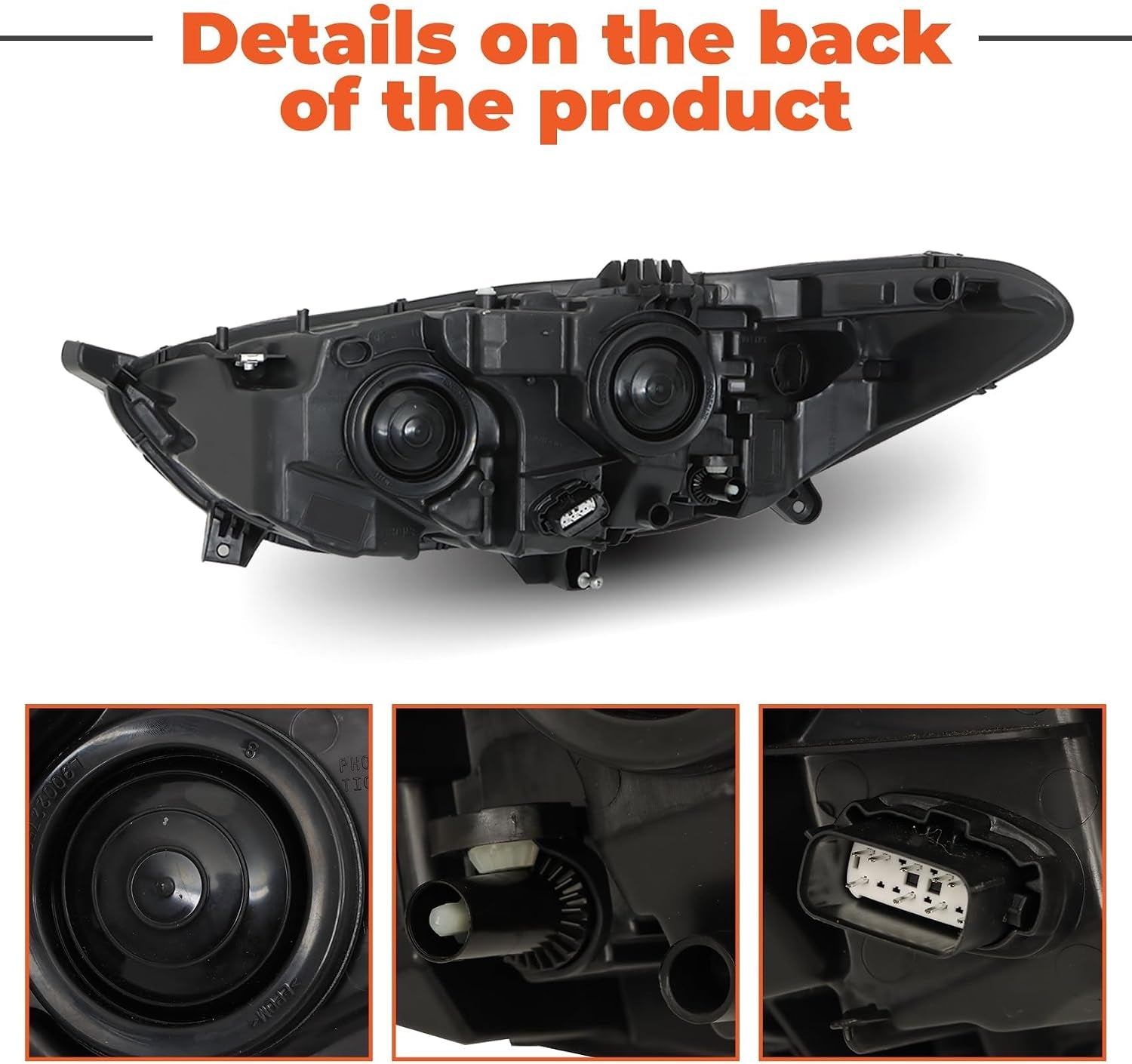 Headlights Assembly Replacement for Fusion 2013 2014 2015 2016 4Door Sedan Halogen Models Front Lights Headlamps Projector Black Headlights Driver and Passenger Side