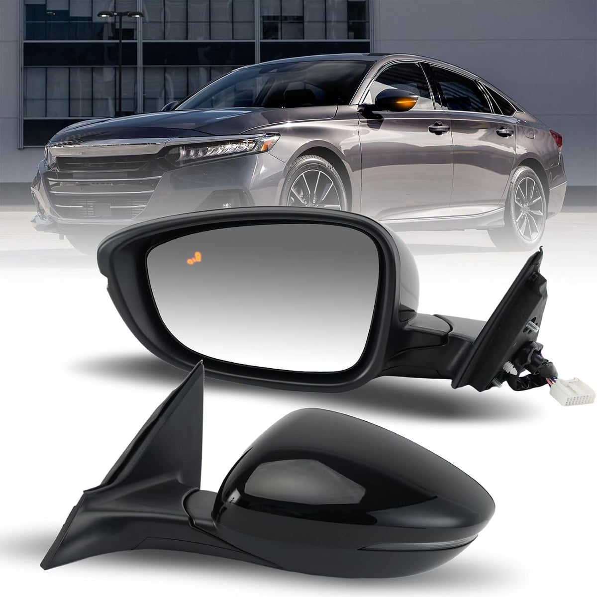 Left Driver Side Mirror Compatible with Honda Accord 2018-2022 with Turn Signal Light Power Glass Heated with Blind Spot Detection 8-Pins Replaces 76251TVAA31ZJ | 76258TVAA42