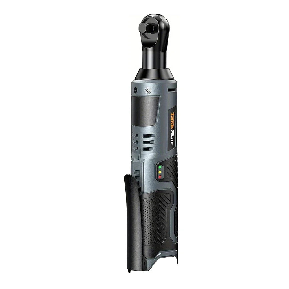 Taskstar Cordless Ratchet Wrench Kit 3/8-Inch Ratchet 40N.M(Max) Electric Power Angle Wrench with Variable Speed Trigger 0-200 RPM, Handheld Car Disassembly Tool with 2 Packs 2000Mah Lithium-Ion Battery&1 Charger&7 Sockets