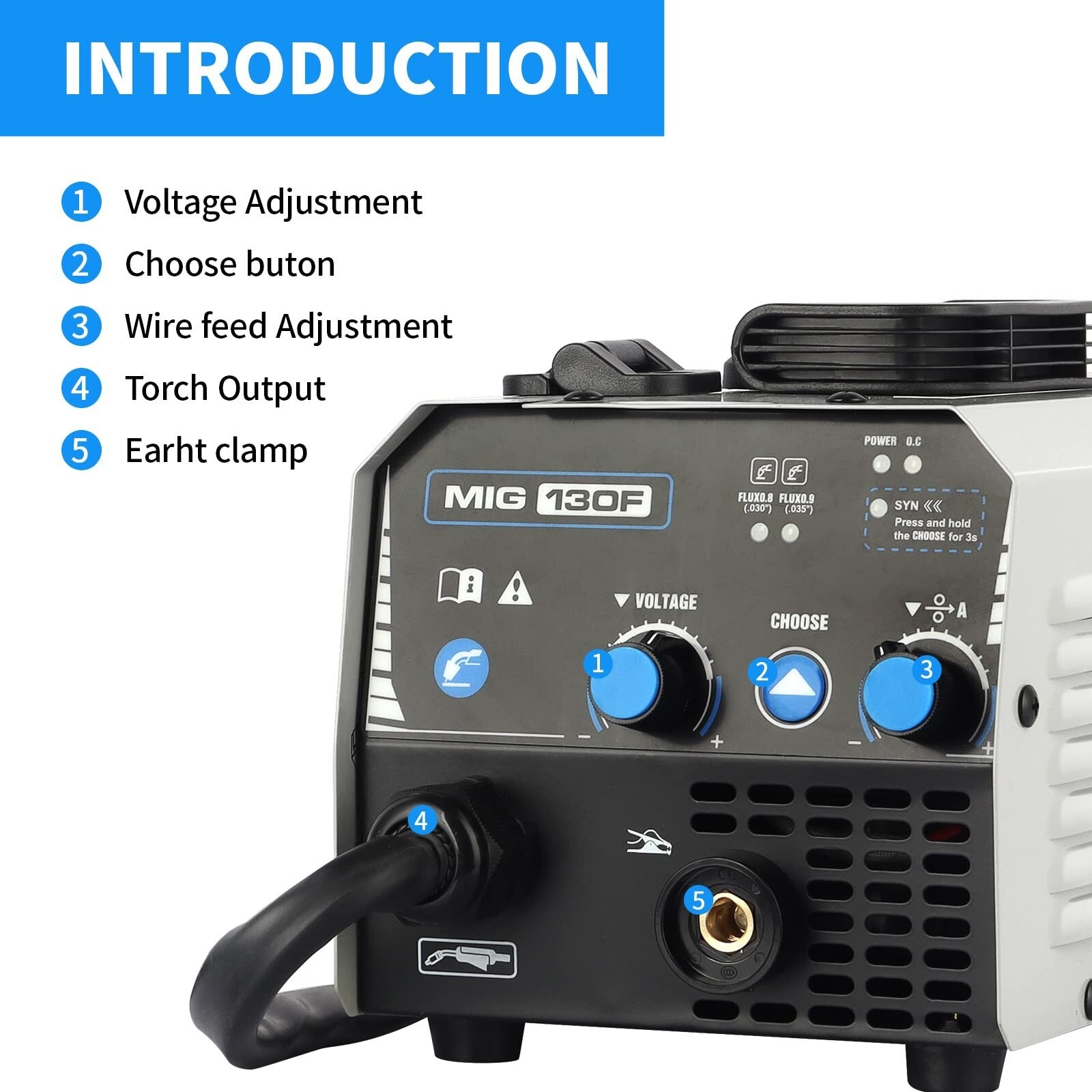 MIG Welder,Flux Core Welder Machine 110V 130Amp, Gasless MIG Welding Machine ...