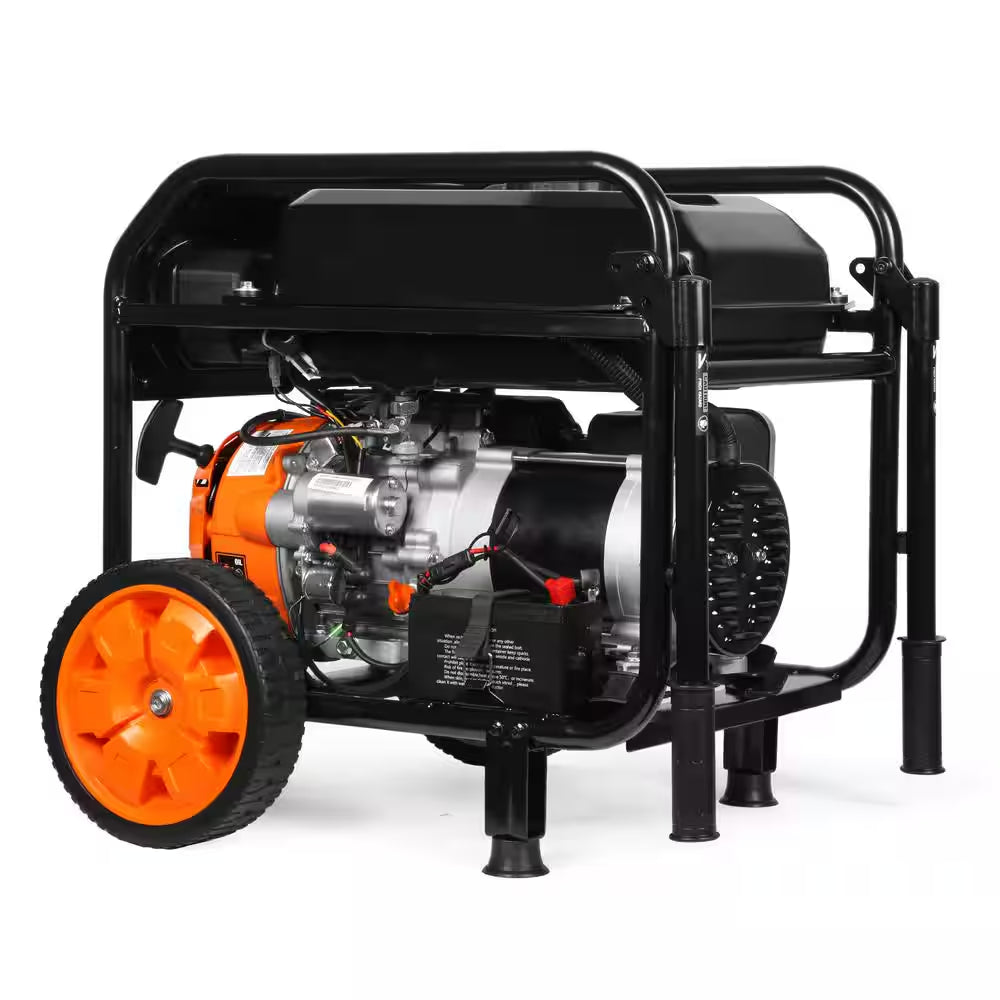 5,600-Watt Portable Gasoline Generator with Wheel Kit, Electric Start, 224Cc, Transfer-Switch, Rv-Ready, and CO Watchdog