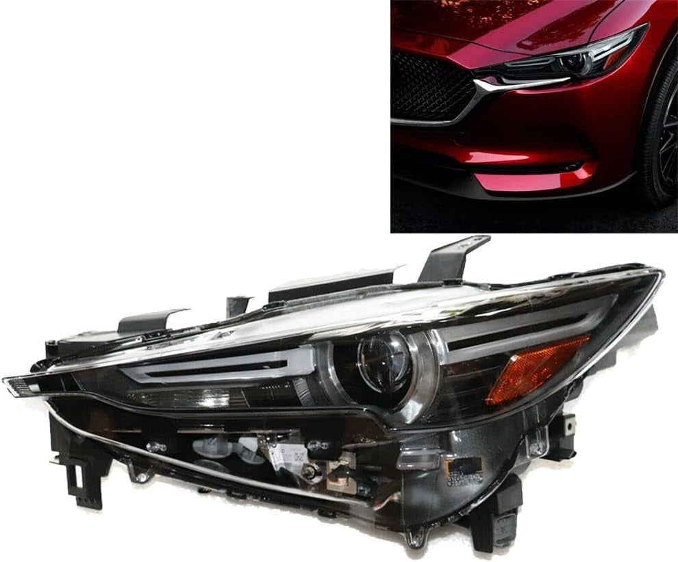 Headlights Assembly Driver and Passenger Side for 2017-2021 Mazda CX-5 LED (Without AFS) Left & Right Headlights Lamps Set W/Bulb Clear Lens Halogen Direct Replacement Headlights (Left)