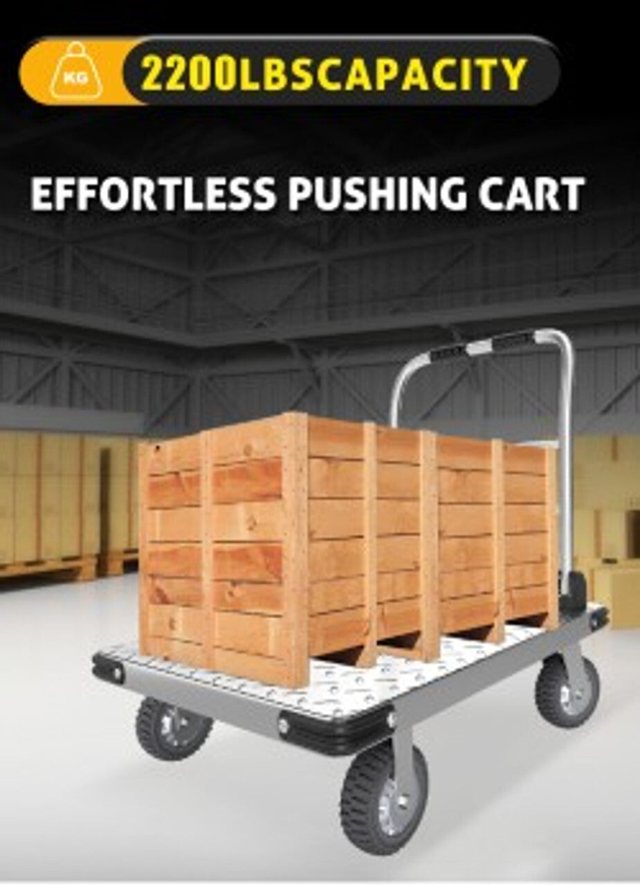 2000 Lbs Heavy-Duty Steel Platform Truck - Hand Push Flat Cart Easy Transport