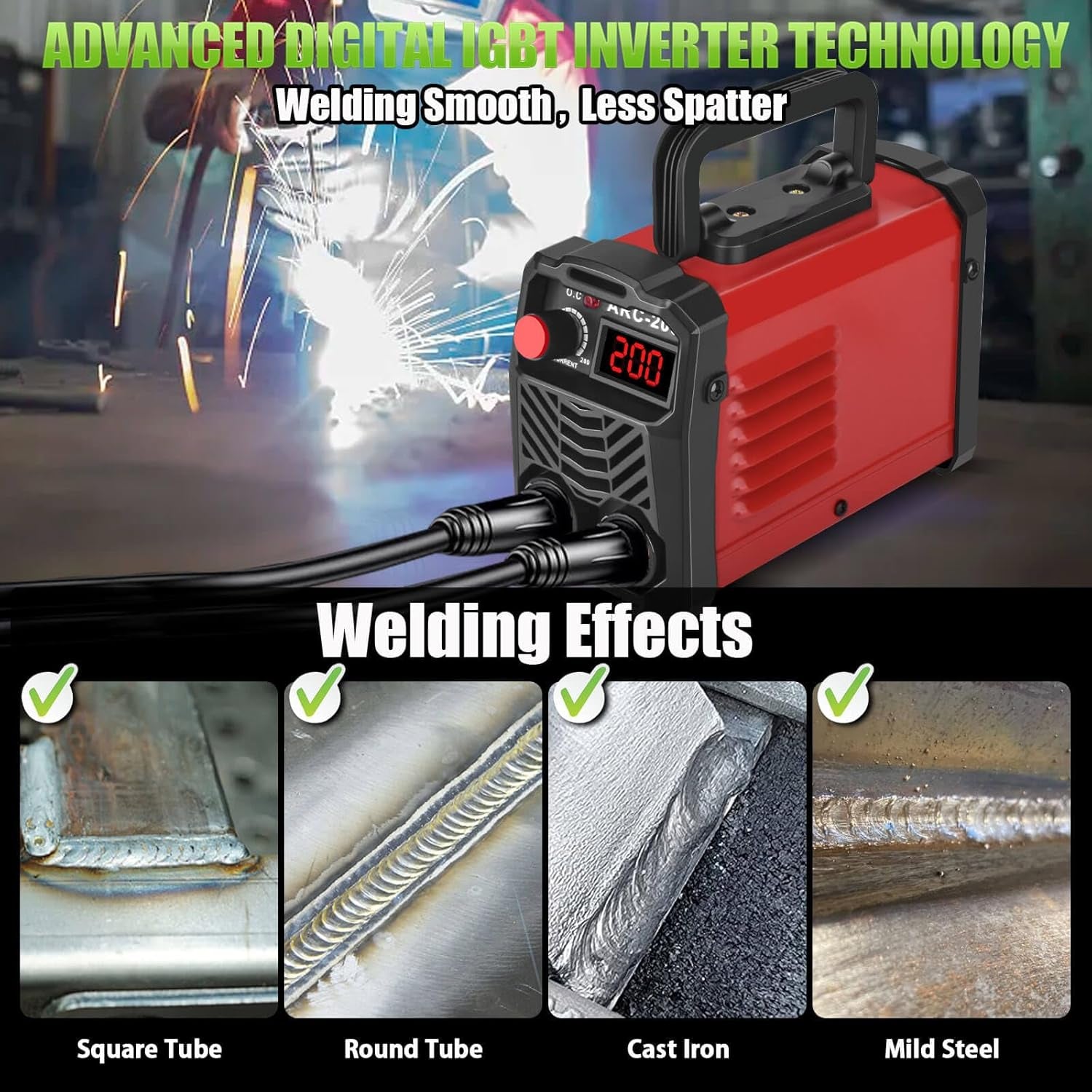 Maquina De Soldar Para Soldador 200Amp Con 20PCS Profesional Potente Welder NEW