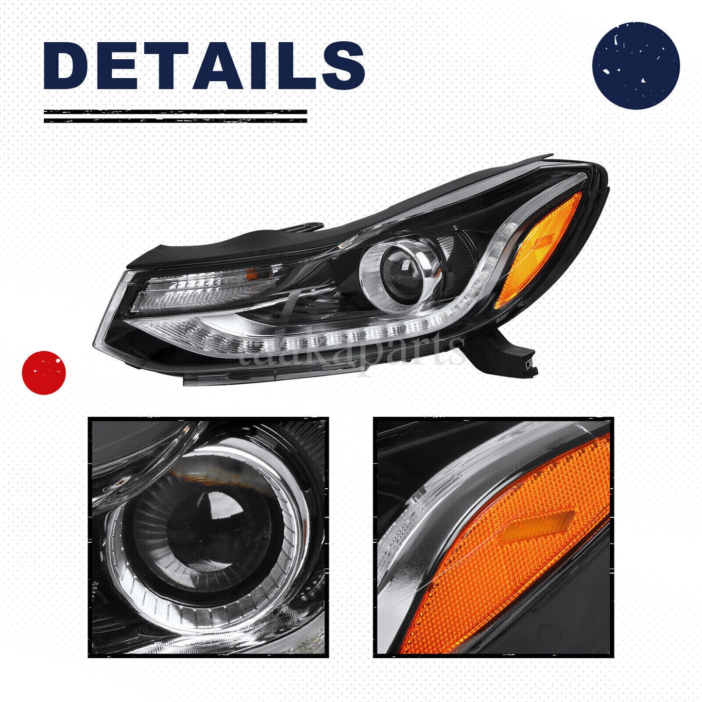 Headlights Headlamps Projector W/ LED DRL for 2017-2022 Chevy Trax Left & Right